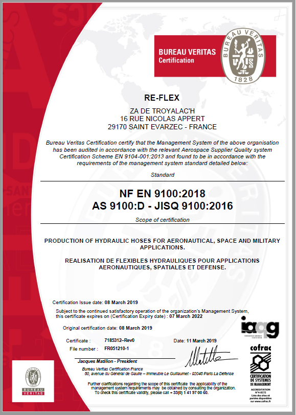 Reflex certification BV EN9100